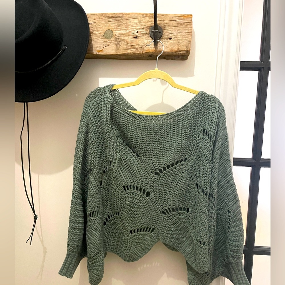 Sage shawl sweater